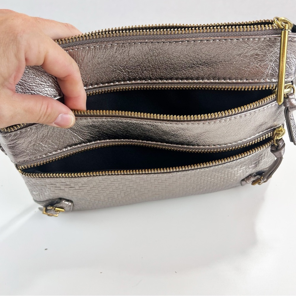 Elliott Lucca Pyrite Mari Leather Crossbody Bag Metallic - Picture 8 of 8